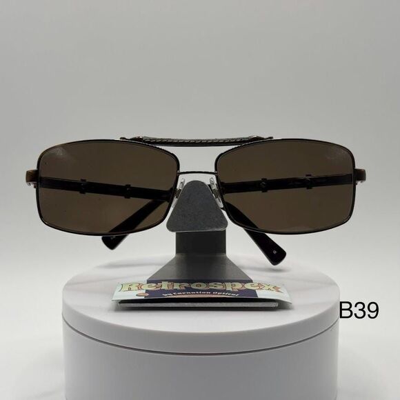 NOS Vintage Y2K Designer Men\'s Sunglasses Cole Haan | Leather Wrapped Double Bar main image 5